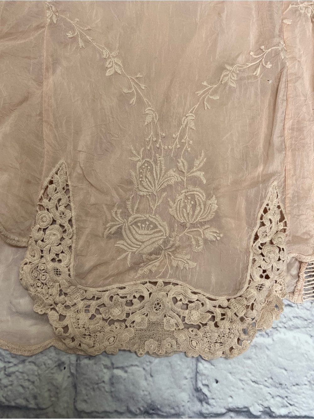 Johnny Was blush pink swing tunic Top Embroidered floral lace feminine Boho XS - Picture 3 of 8